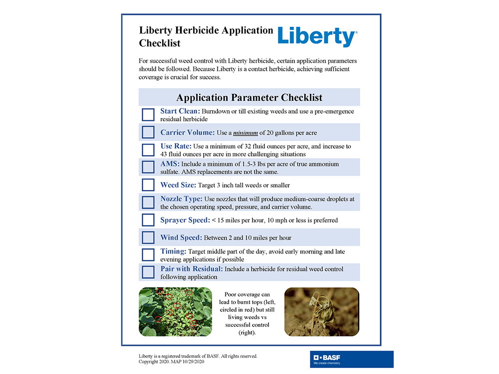 Storyboard - Liberty Herbicide Application Checklist